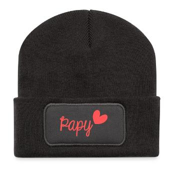 SUPER PAPY. PAPY. FÊTE DES PÈRES. BONNE FÊTE PAPY. - Beanie recyclé à patch - charbon - Devant