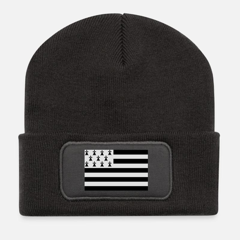 bzh_flag - Beanie recyclé à patch - charbon