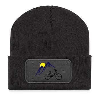 Bike, mountains and Sun - Recycled Patch Beanie - dark grey - Front