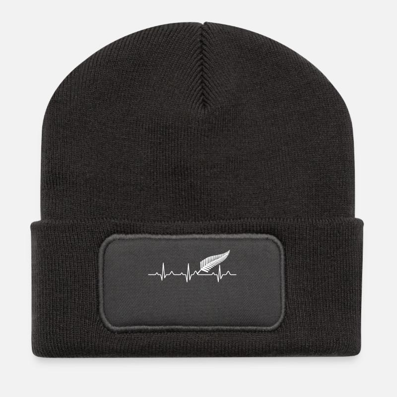 Neuseeland - Geschenk - Recycelte Patch Beanie - Dunkelgrau