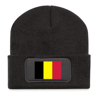 Drapeau Belge - Belgische vlag - Beanie recyclé à patch - charbon - Devant