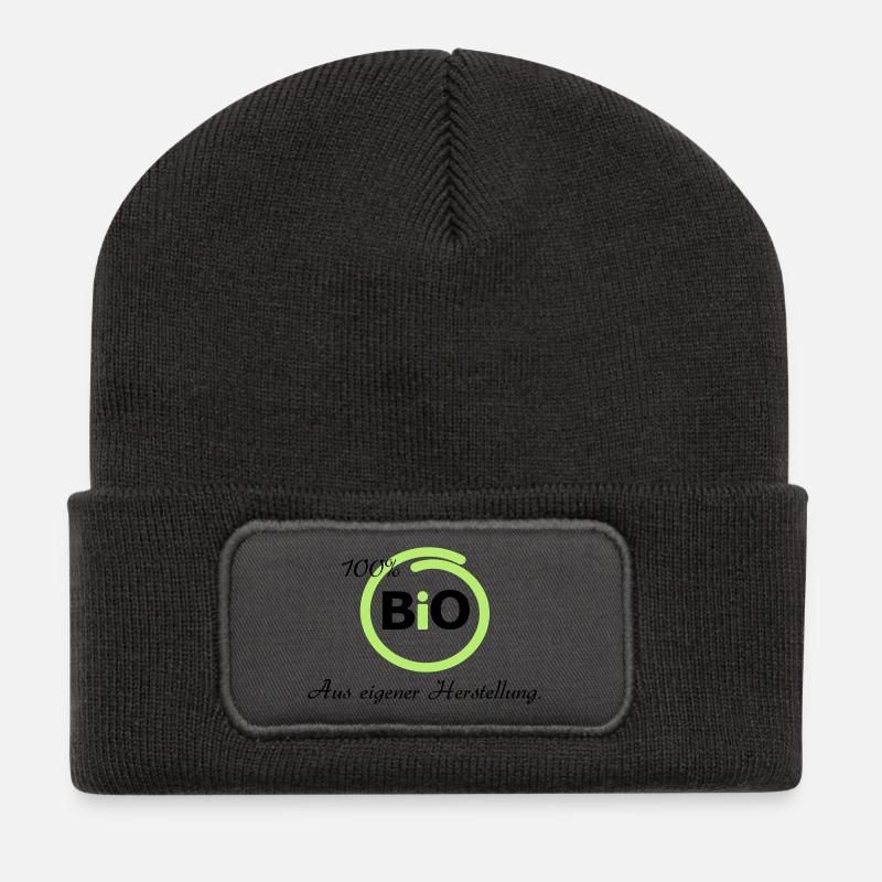 100 % Bio - Recycelte Patch Beanie - Dunkelgrau