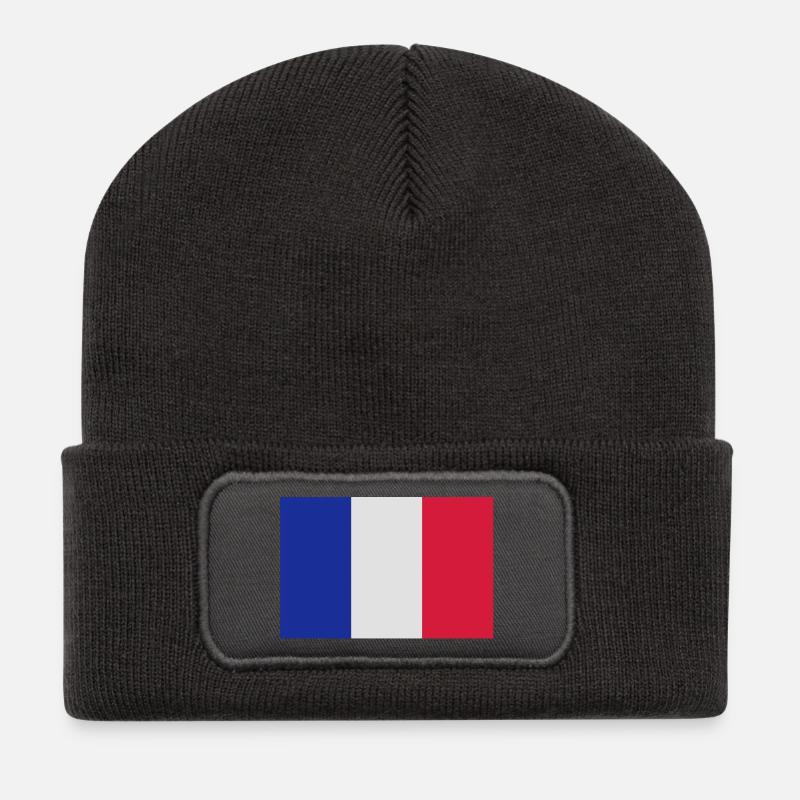 dr_france - Recycelte Patch Beanie - Dunkelgrau