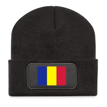 drapeau_roumanie - Beanie recyclé à patch - charbon - Devant