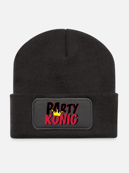 King Party - Beanie recyclé à patch - charbon
