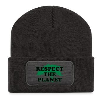 Respectons la planète - Beanie recyclé à patch - charbon - Devant