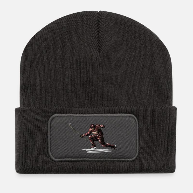 Eishockey - Recycelte Patch Beanie - Dunkelgrau