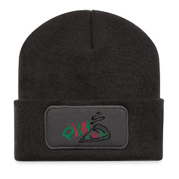 Italienische Pizza, italian food - Recycelte Patch Beanie - Dunkelgrau - Vorne