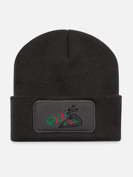 Italienische Pizza, italian food - Beanie recyclé à patch - charbon