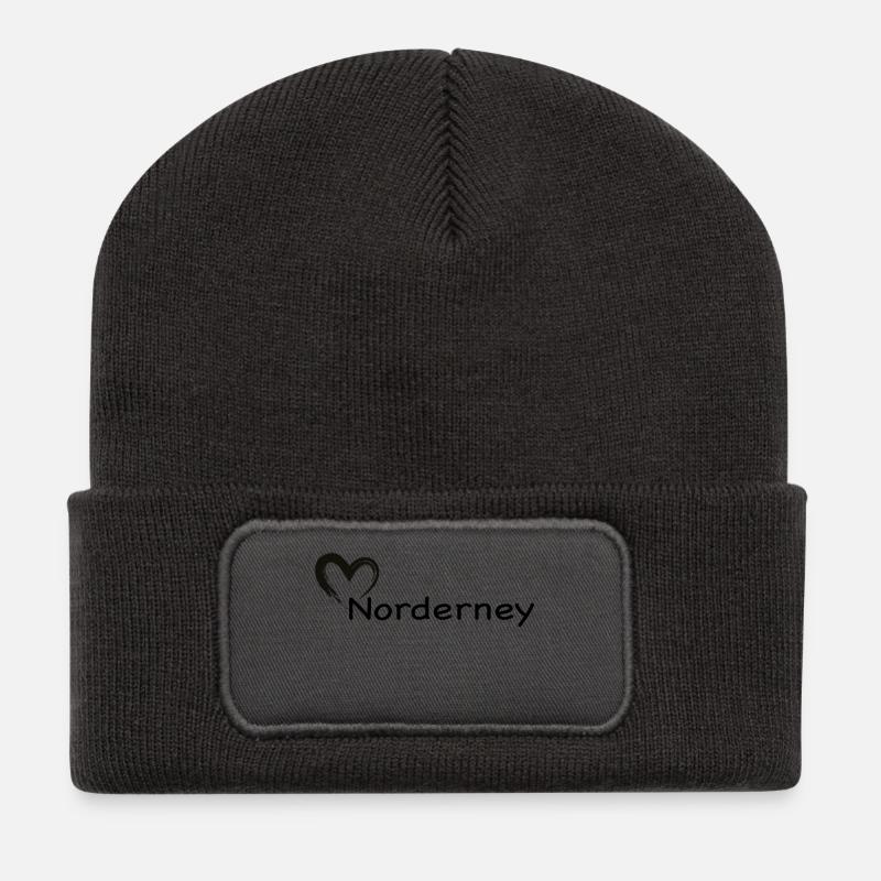 Ein Herz für Norderney - Recycelte Patch Beanie - Dunkelgrau
