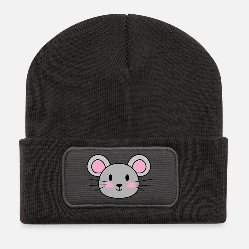 Maus - Recycelte Patch Beanie - Dunkelgrau