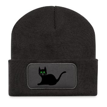 Chat Kawaii Chaton Kawaii - Beanie recyclé à patch - charbon - Devant