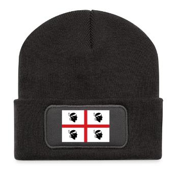 Flagge Sardinien - Recycelte Patch Beanie - Dunkelgrau - Vorne
