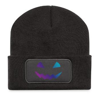 Halloween Pumpkin Design Face Disguise - Recycled Patch Beanie - dark grey - Front