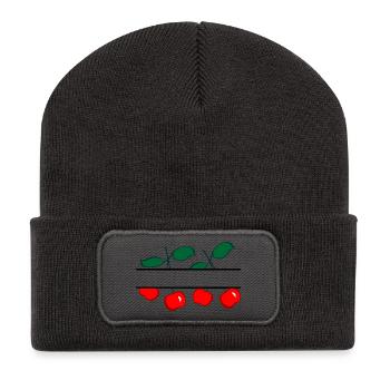 Bannière de cerise aux cerises rouges - Beanie recyclé à patch - charbon - Devant