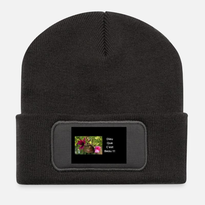 Gottes Streetwear ist wunderschön!! - Recycelte Patch Beanie - Dunkelgrau