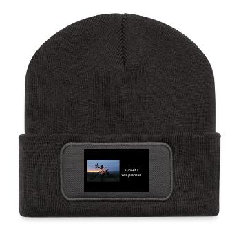 Streetwear Sunset ?Yes Please ! - Beanie recyclé à patch - charbon - Devant