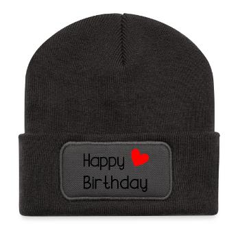 ALLES GUTE ZUM GEBURTSTAG. ALLES GUTE ZUM GEBURTSTAG. JAHRESTAG. - Recycelte Patch Beanie - Dunkelgrau - Vorne