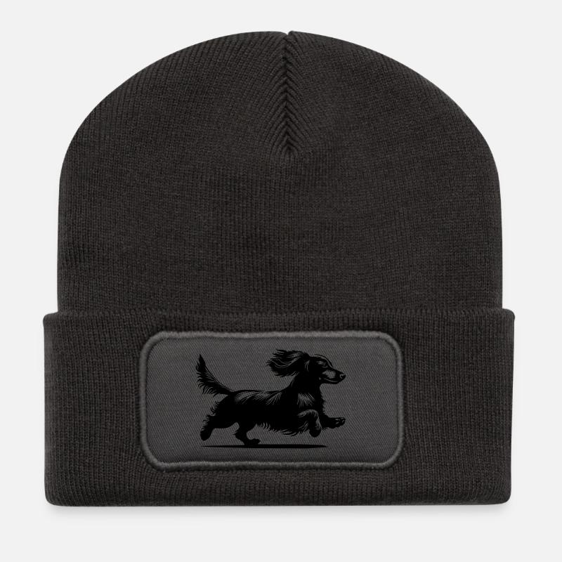 Dackel - Recycelte Patch Beanie - Dunkelgrau