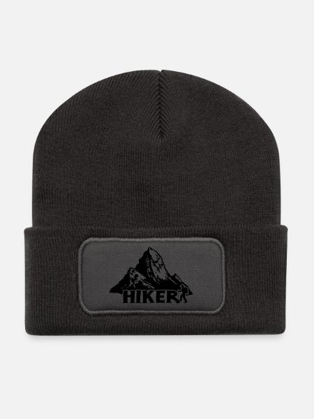 Wanderer - Bergwanderung [Schwarz] - Recycelte Patch Beanie - Dunkelgrau