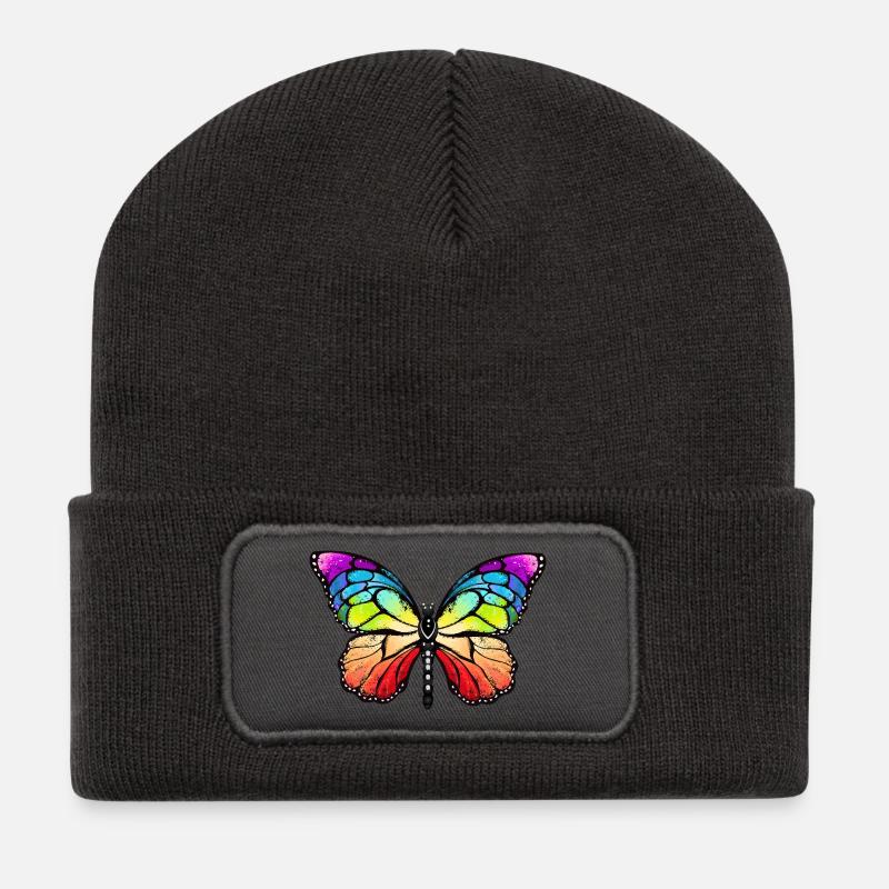 Rainbow pride butterfly - Recycelte Patch Beanie - Dunkelgrau