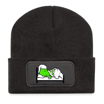 Turtle sleeps tired bed sleepy head dreaming - Recycled Patch Beanie - dark grey - Front