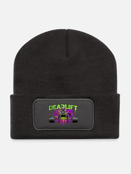 Deadlift Skeleton Kraft_Dark Art - Recycelte Patch Beanie - Dunkelgrau