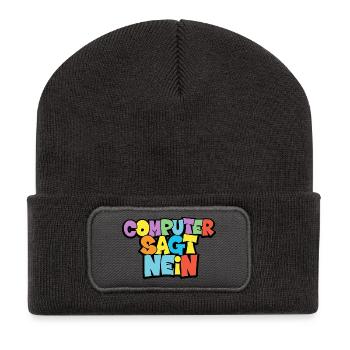 Bunte Computer Sagt Nein Grafik - Recycelte Patch Beanie - Dunkelgrau - Vorne