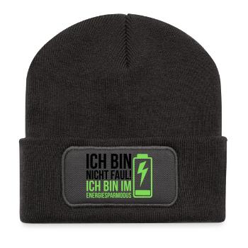 Je ne suis pas paresseux – je suis en mode économie d’énergie - Beanie recyclé à patch - charbon - Devant