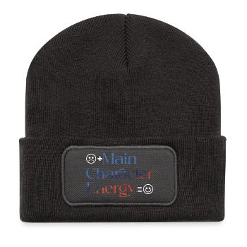 Main Character Energy colorful smilie - Recycled Patch Beanie - dark grey - Front