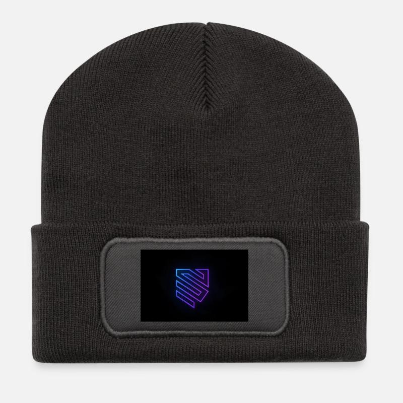 Dégradé du logo géométrique néon - Beanie recyclé à patch - charbon