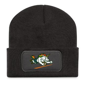 Unicorn Football Mascot Power Runner Design - Recycled Patch Beanie - dark grey - Front