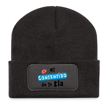 Tante est choyée - Beanie recyclé à patch - charbon - Devant