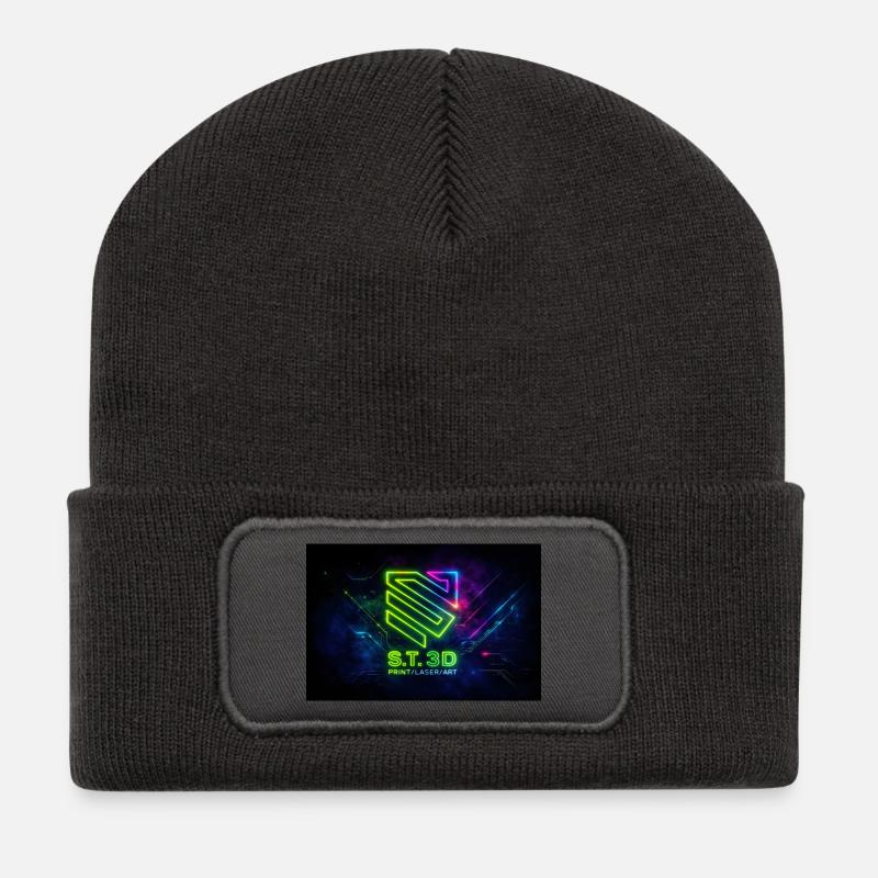 S.T.3D Neon Laser Art - Recycelte Patch Beanie - Dunkelgrau