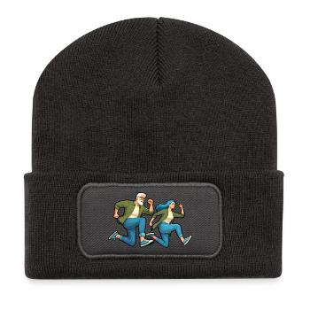 Vivre avec le diabète - Couple noir contourné - Beanie recyclé à patch - charbon - Devant