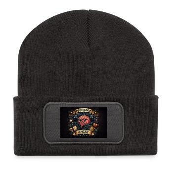 Psychologie anxieuse Cerveau de dessin animé - Beanie recyclé à patch - charbon - Devant