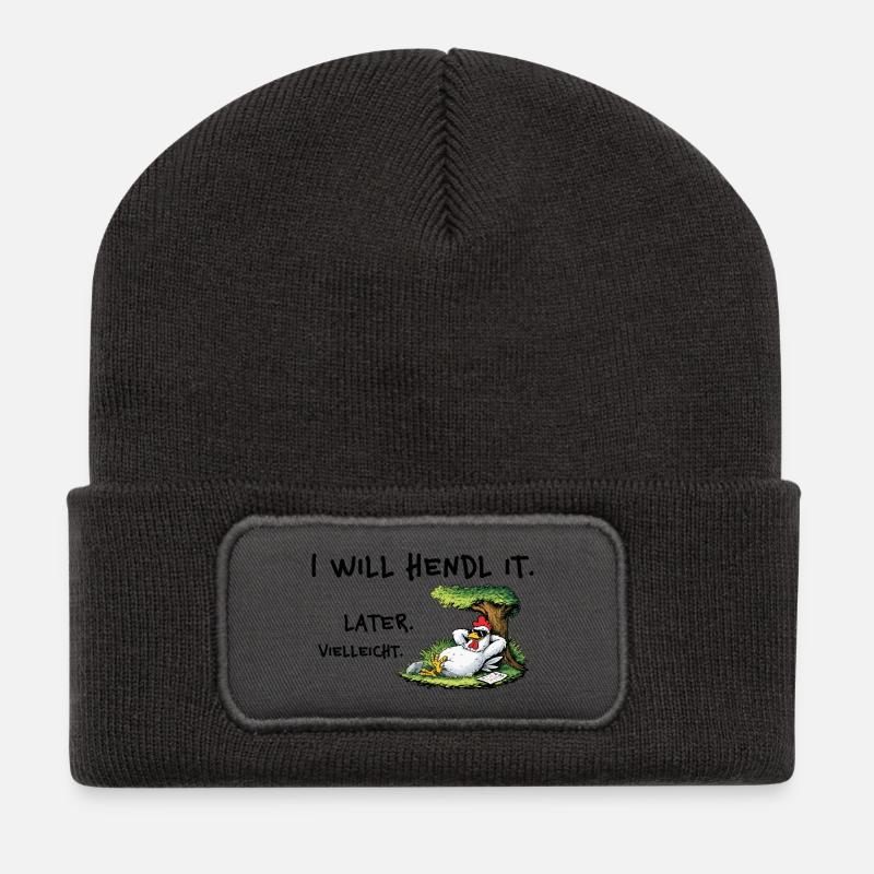 I Will Hendl It – Lustiger Denglisch Spruch - Recycelte Patch Beanie - Dunkelgrau