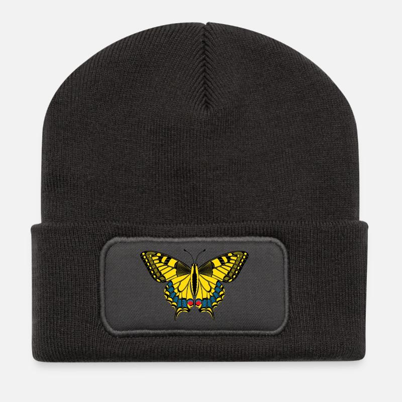 Schmetterling – Butterfly - Recycelte Patch Beanie - Dunkelgrau
