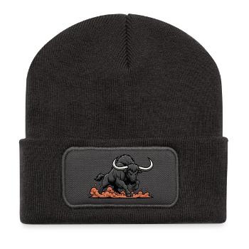 Buffle Noir Charge Mascotte Buffalo Power - Beanie recyclé à patch - charbon - Devant