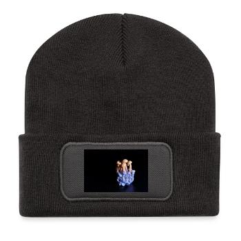 Luminous Mushroom Cluster Neon Glow - Recycled Patch Beanie - dark grey - Front