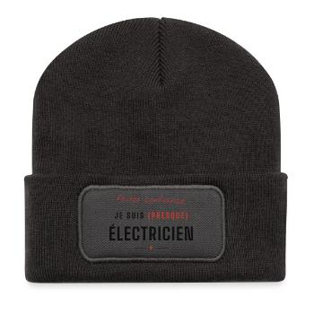 Je suis (presque) Électricien - Beanie recyclé à patch - charbon - Devant