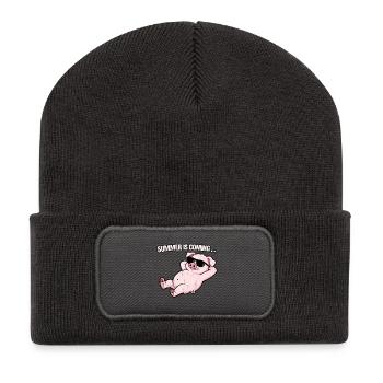Summer Pig Relax avec des lunettes de soleil - Beanie recyclé à patch - charbon - Devant