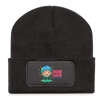 GOOD LUCK - Drippy Happy Face - Have a nice day - Recycelte Patch Beanie - Dunkelgrau - Vorne