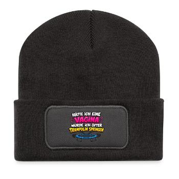 Vagina Spruch Trampolin Humor - Recycelte Patch Beanie - Dunkelgrau - Vorne