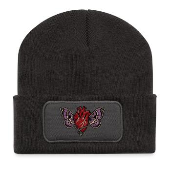 Anatomical Heart Gothic Moth Art - Recycled Patch Beanie - dark grey - Front