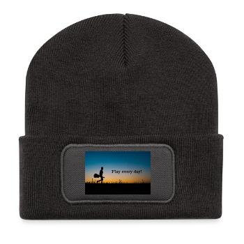 Play every day Evening light - Recycled Patch Beanie - dark grey - Front