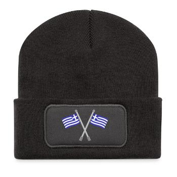 Griechische Flagge - Recycelte Patch Beanie - Dunkelgrau - Vorne