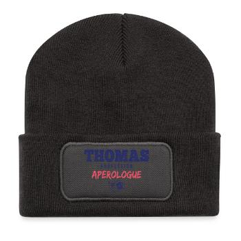 Thomas Aperologue – Humor Apéro - Recycelte Patch Beanie - Dunkelgrau - Vorne