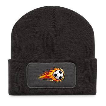 Flammender Fußball-Dynamikschlag - Recycelte Patch Beanie - Dunkelgrau - Vorne