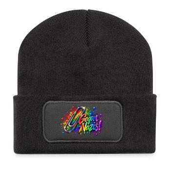 Gegen Nazis Regenbogen  Briefklammer Büroklammer - Recycelte Patch Beanie - Dunkelgrau - Vorne